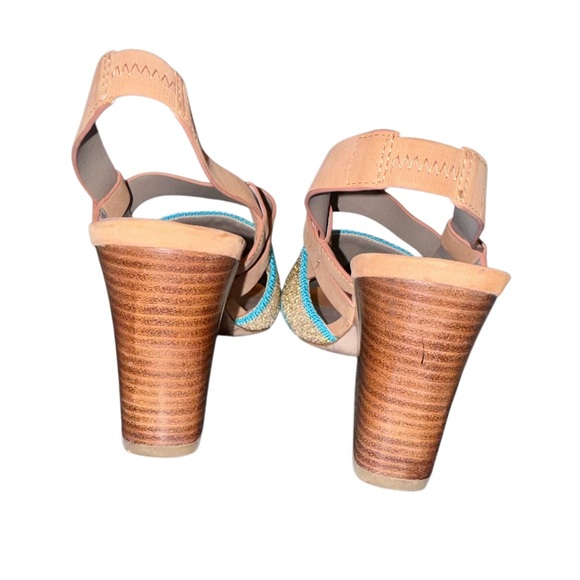 Designer Donald J. Pliner gold teal leather heels women’s size 8.5 - Picture 14 of 15